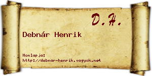 Debnár Henrik névjegykártya
